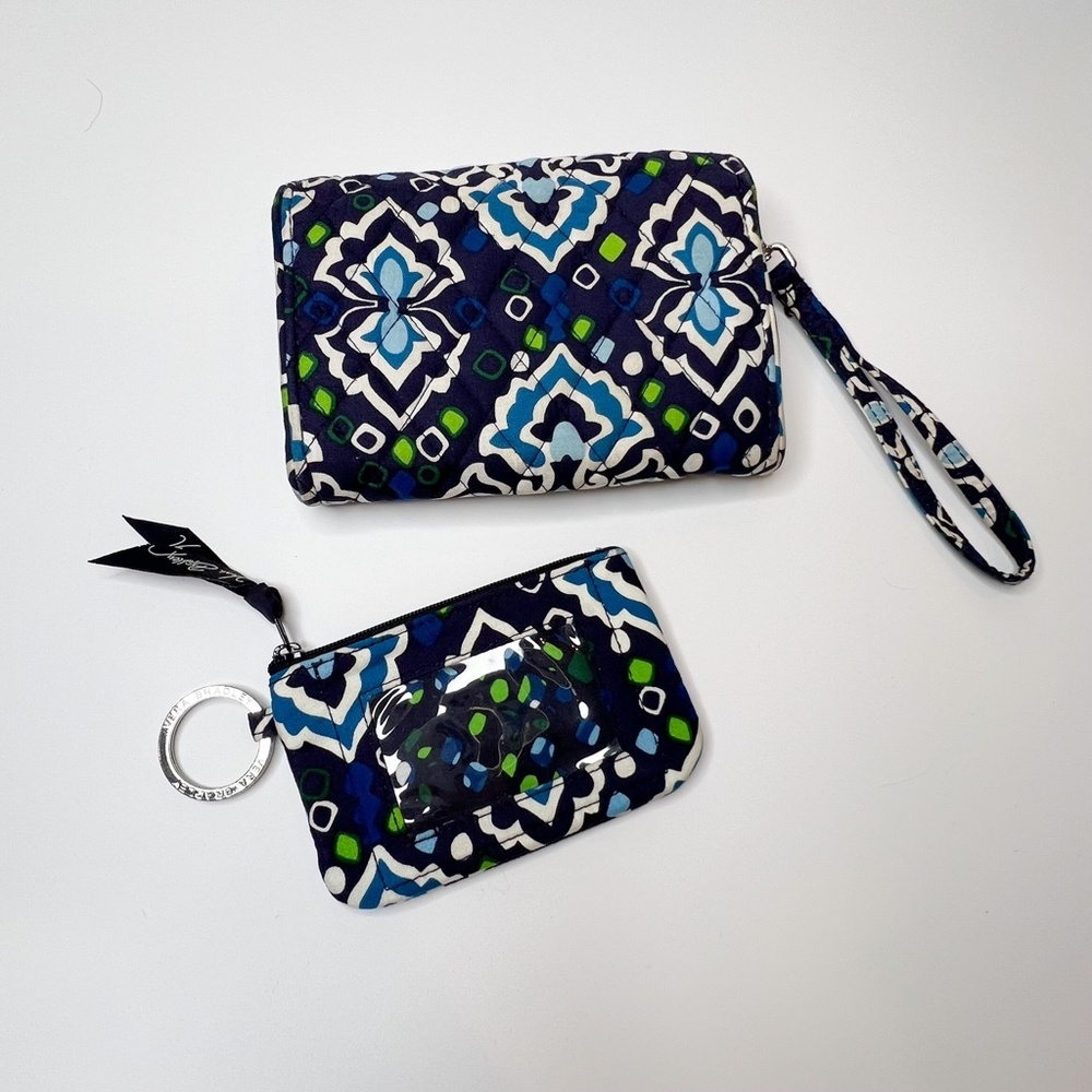 Vera Bradley Wristlet and Coin Purse Ink Blue Quilted Fabric Bags - Picture 8 of 8